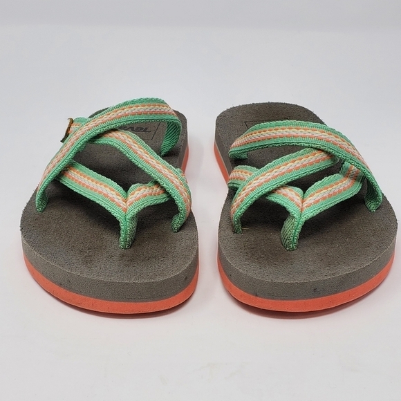 TEVA FLIP FLOP THONG SANDALS MINT GREEN WOVEN FABRIC YOUTH CHILDREN SIZE 11 - Picture 3 of 10